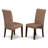 3 Piece Dining Room Table Set Contains a Round Kitchen Table with Pedestal and 2 Brown Linen Linen Fabric Parson Dining Chairs, 42x42 Inch, Mahogany-82180116-82180117-129437961