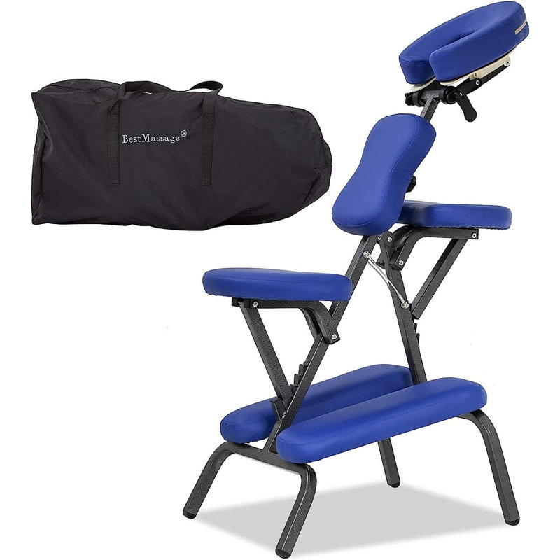 Faux Leather Massage Chair, Blue Faux Leather