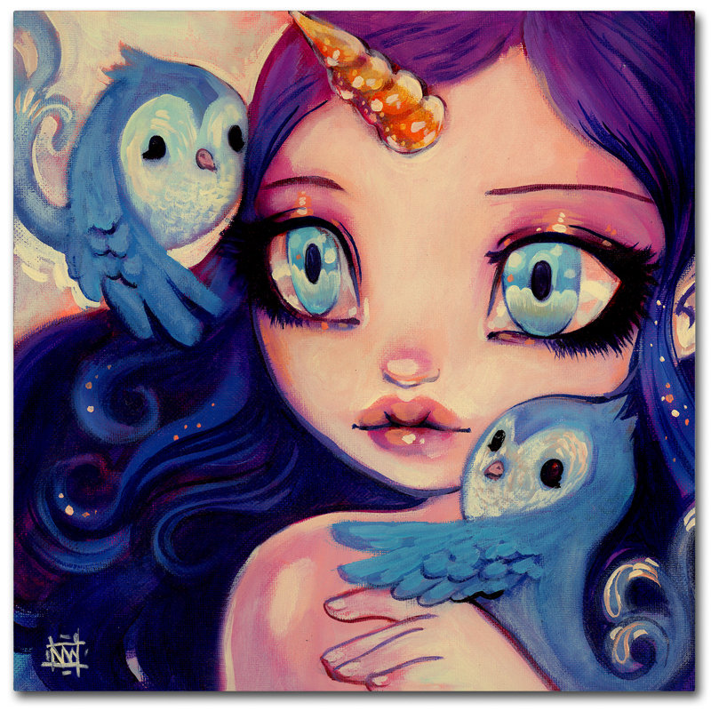 'A Little Birdy Told Me' Painting Print on Wrapped Canvas, 14" H x 14" W x 2" D