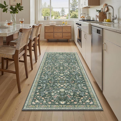 Rectangle 60 cm x 180 cm Floral Faux Fur Area Rug