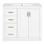 Meuble-lavabo de 36 po avec lavabo en céramique, structure en bois massif, portes, 3 tiroirs, grand espace de rangement, style rétro, poignée en métal exquis, conception moderne, glissière de tiroir lisse, facile à assembler, unique-130593850