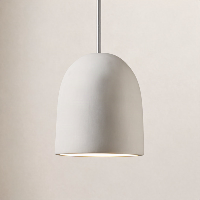 Luminaire suspendu en forme de cloche en bisque 1 lumière Joya, Bisque, Chrome poli