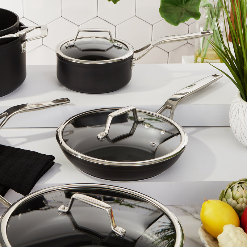 Casserole antiadhésive anodisée de 6,25 po avec couvercle en verre BergHOFF Essentials