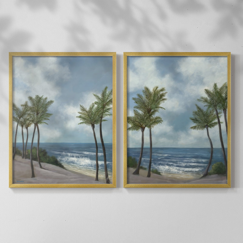 Impression encadrée Coastal Palm Tree I-Premium - prêt à être accroché - aucun clou requis - aucun clou requis