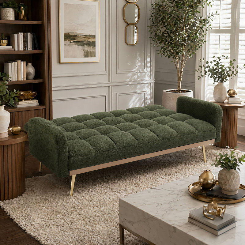 Canapé-lit futon avec 2 coussins Teddy, Green Teddy