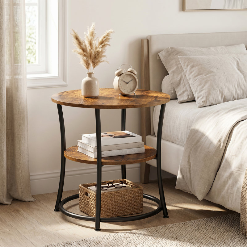 Table de bout avec rangement Rolande, Brun rustique / noir