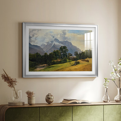 Mountain Landscape with a Farmhouse-Friedrich Gauermann-Framed Print with Mat and glass-c. mid-19th Century
