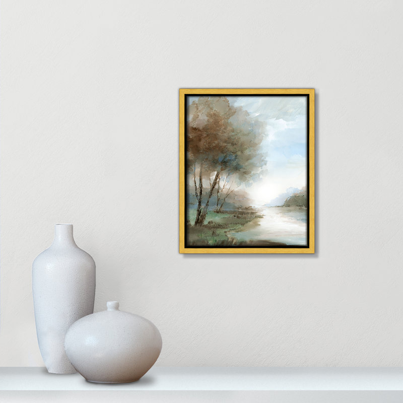 «Peaceful River Print» par Nan, H 11,5 po x l 9,5 po, Doré