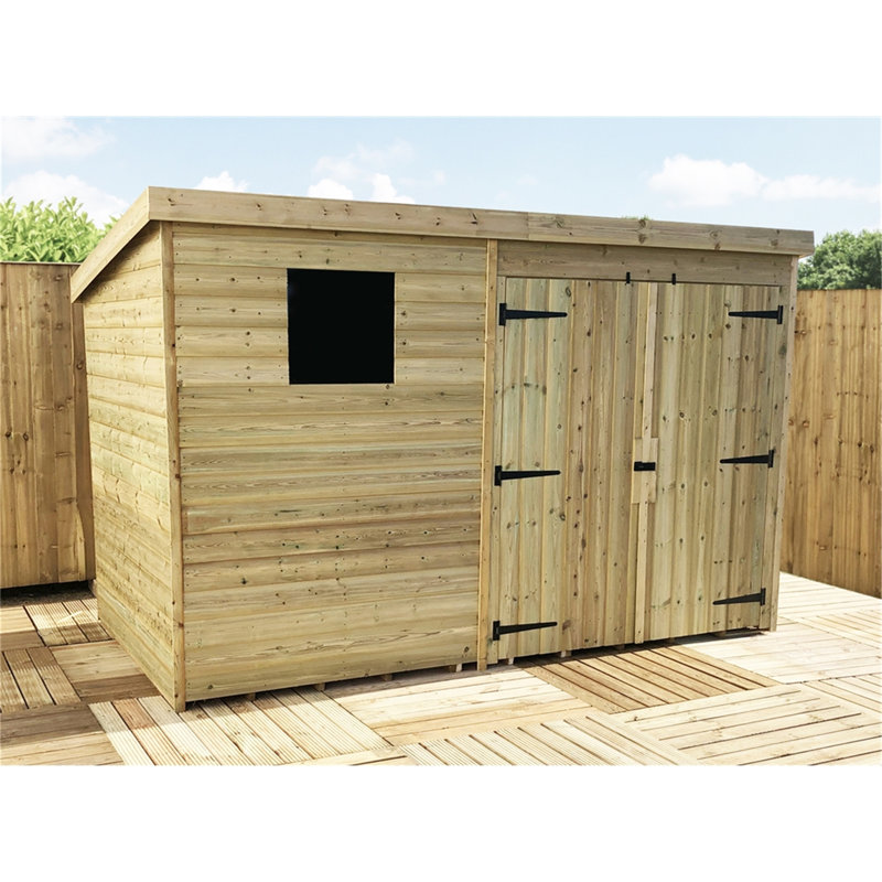 Kristen 10 ft. W x 7 ft. D Solid Wood Garden Shed, 10 ft. W x 7 ft. D