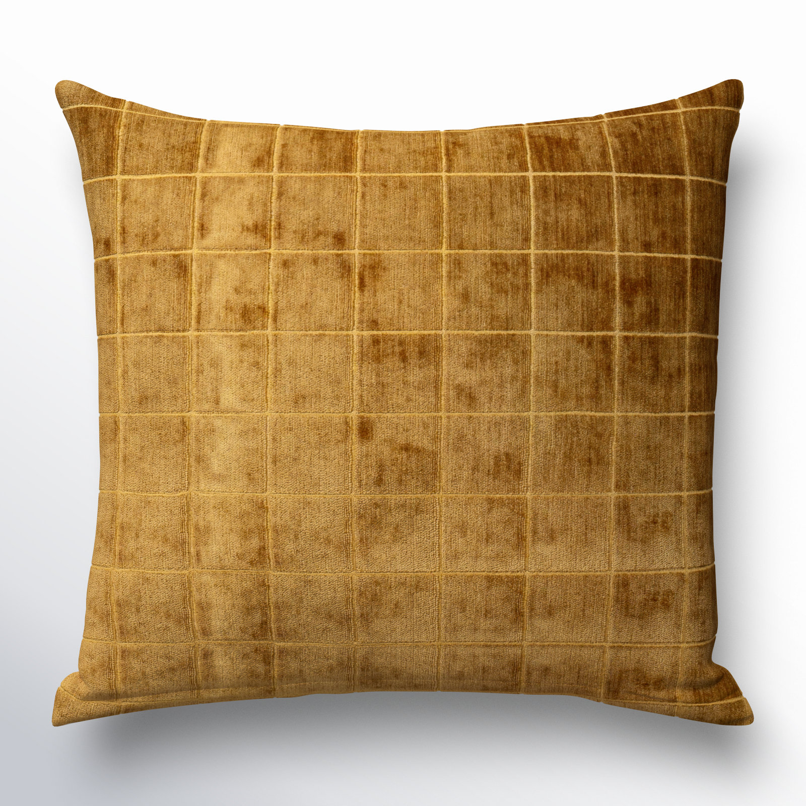 Otterville Velvet Grid Throw Pillow, Gold Geometric, 30"H x 30"W, Polyester