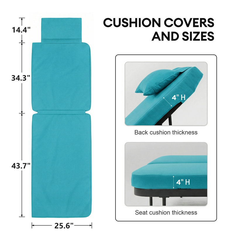 Custom-Fit Cover Only, Not a Universal Outdoor Double Chaise Cushion Cover, Teal