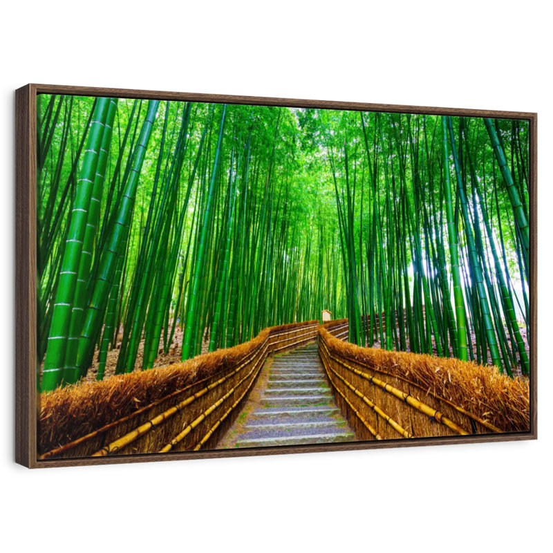 Bambou Arashiyama, Cadre flottant noyer, 40 po x 27 po