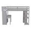 Lit mezzanine simple avec tiroirs de rangement, bureau et escalier, lit mezzanine en bois avec tablettes - gris