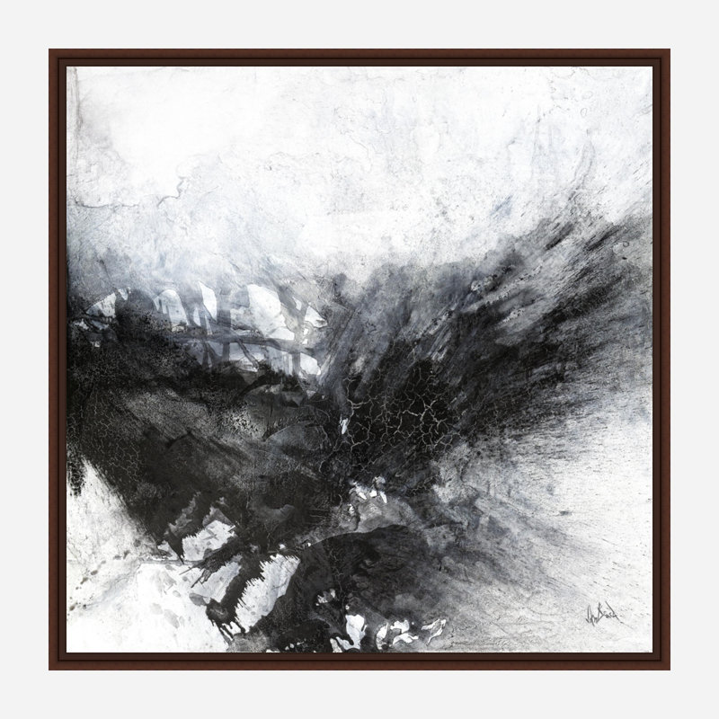 Noir et gris III - reproduction d'art sur toile, Toile avec cadre brun, H 31,5 po x l 31,5 po x P 1,75 po
