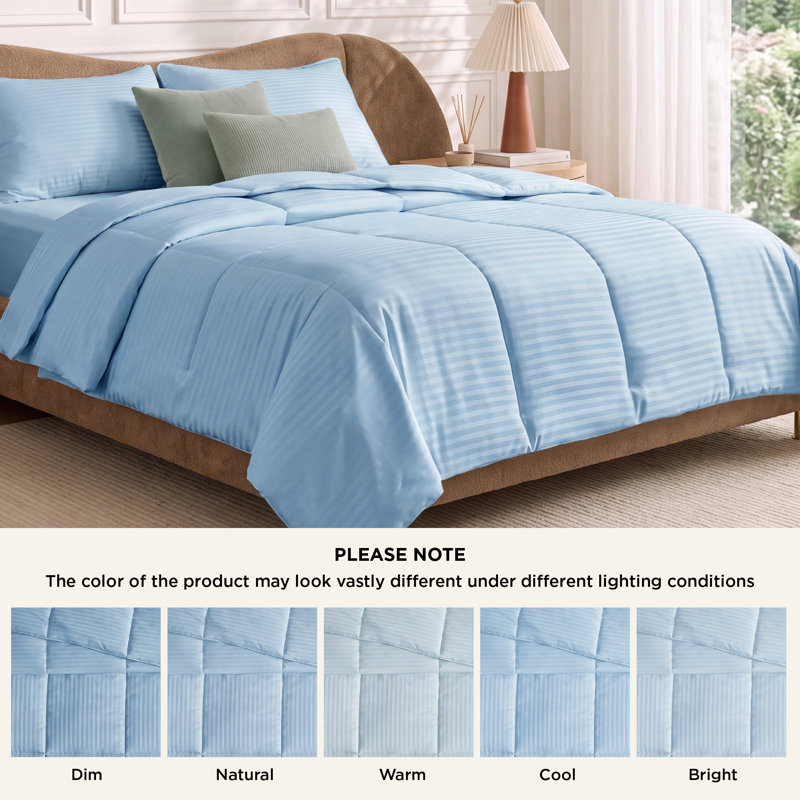 Insertion de couette matelassée en jacquard à rayures pour grand lit - édredon toutes saisons en duvet synthétique