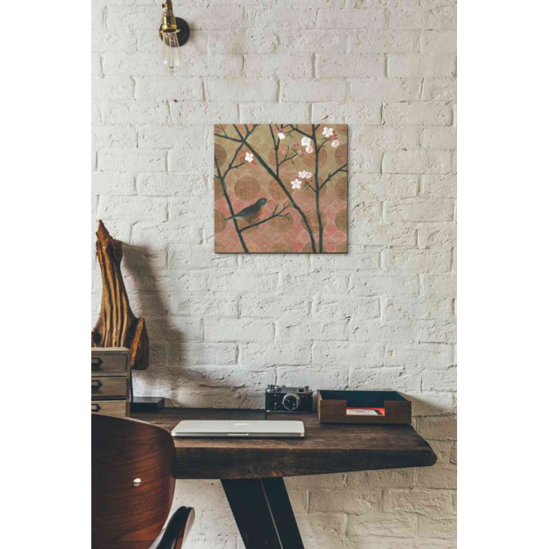 «Cherry Blossoms II» par Kathrine Lovell - peinture sur toile tendue, H 12 po x l 12 po x P 0,75 po