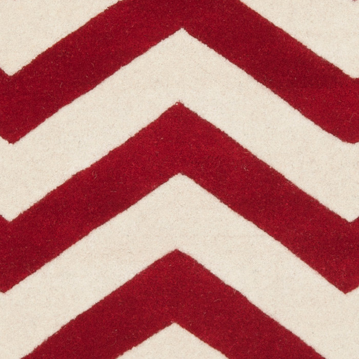 Tapis rouge en laine touffeté à la main Teresita, Rond 7 pi