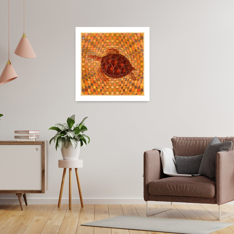 Geometric Sea Turtle Abstract Contemporary Turtle Wall Art Print 1 Piece Wrapped Canvas Wall Art, 60.96cm H x 60.96cm W