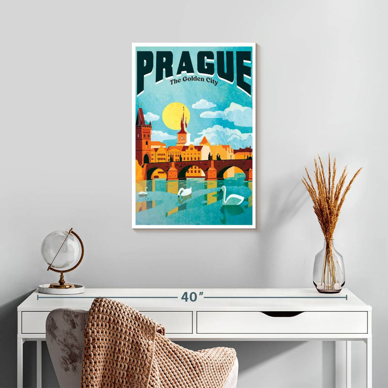 Affiche rétro de Prague, 24" H x 16" W