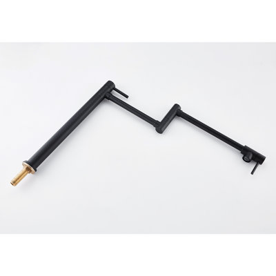 Pot Filler Faucet - Matte Black Finish, Brass, 360 Rotation And Folding, Double Handles For Controlled Water Release, Surface Treated Corrosion Coating