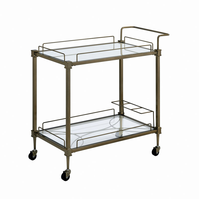 Kitchen Cart, Serving Cart With Glass Shelves