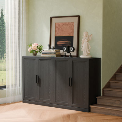 Armoire de rangement d'appoint en bois à 4 portes H 72 po x l 31 po avec tablettes réglables et armoires de rangement pour le salon