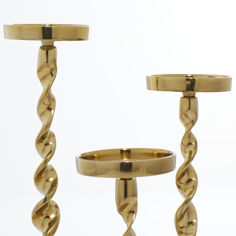 Aluminum Tabletop Candlestick Set, Gold