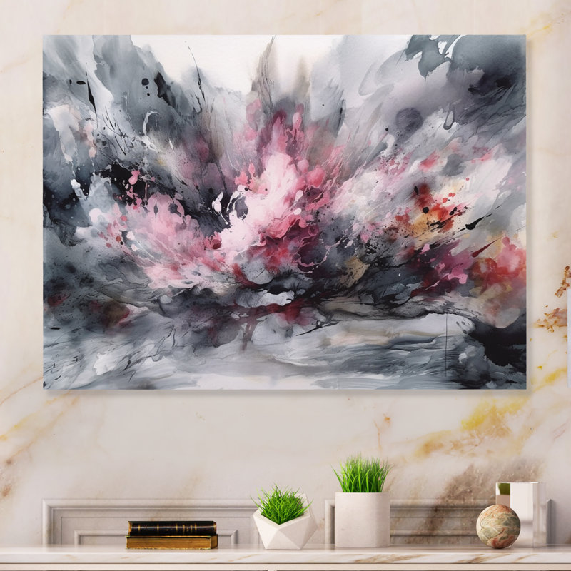 «Evolving In Pink Grey», impression sur toile, H 24 po x l 32 po x P 1 po, Toile tendue
