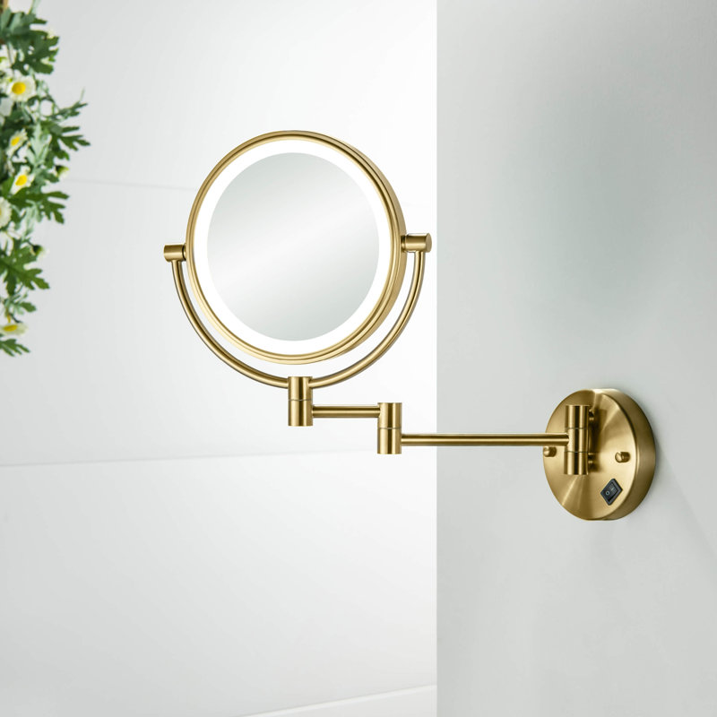 Miroir mural rond en métal, Brushed Brass