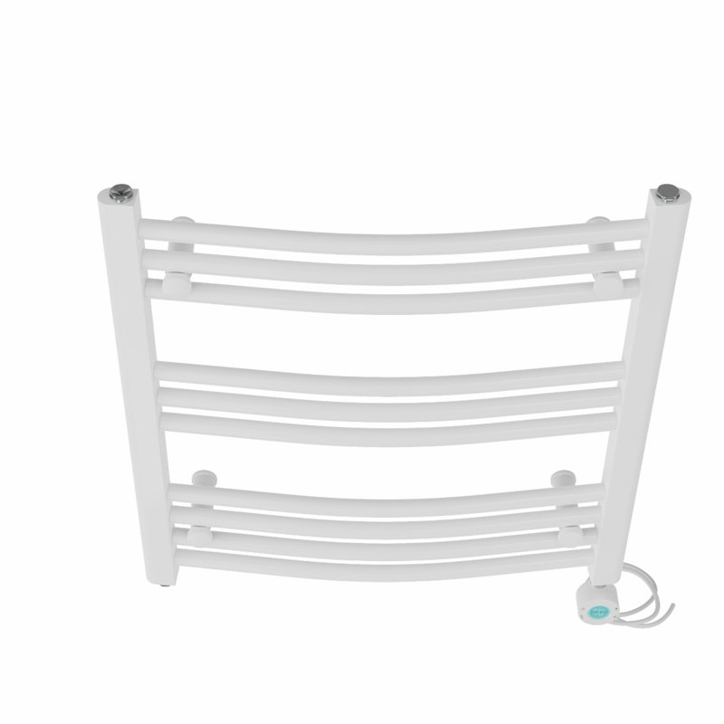 Ameia Curved Towel Rail Heated Towel Rails, 60cm H x 60cm W x 5.6cm D, White