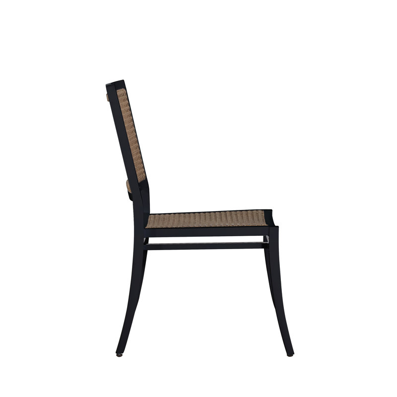 Bermuda Aluminum and Cane Stacking Side Chair, Welt + Standard Fill, Verona Fossil(463), Midnight And Natural Cane