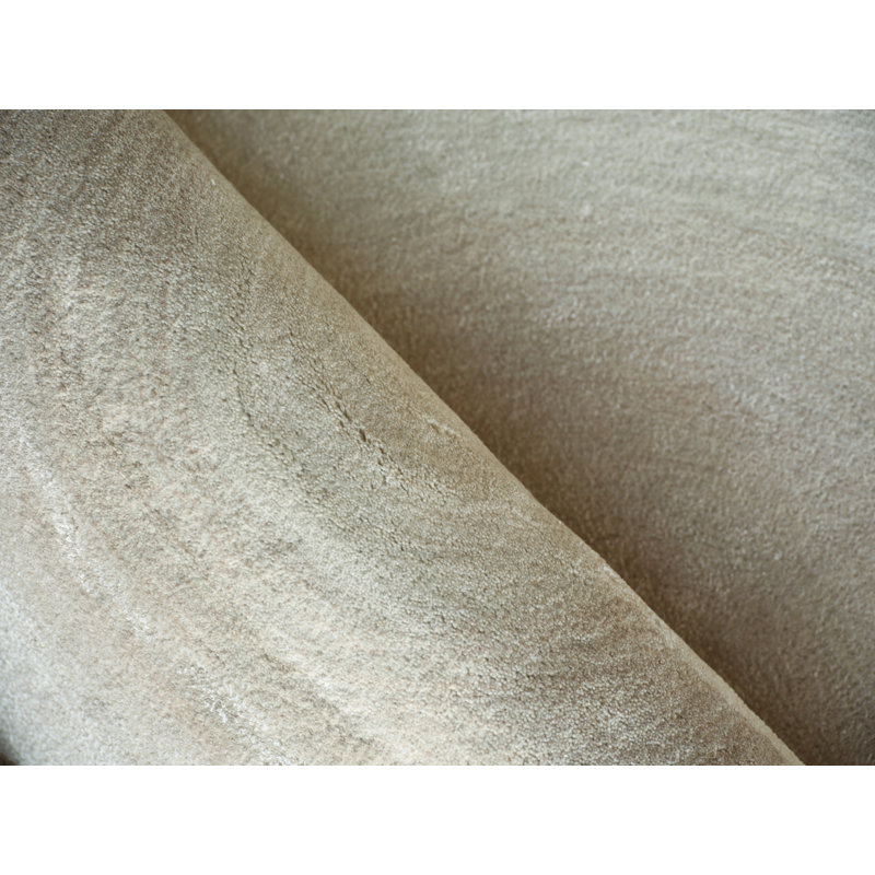Mitomo Handmade Wool/Bamboo Silk, Charcoal/Ivory Area Rug, Pearl, Rectangle 6' x 9'
