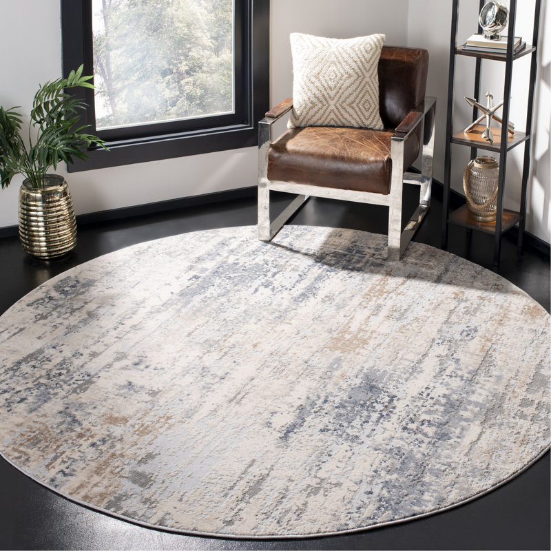 Tapis abstrait Keyra Performance, Rond 6 pi 7 po