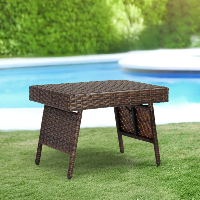 Patio Wicker Folding Side Table Coffee Table