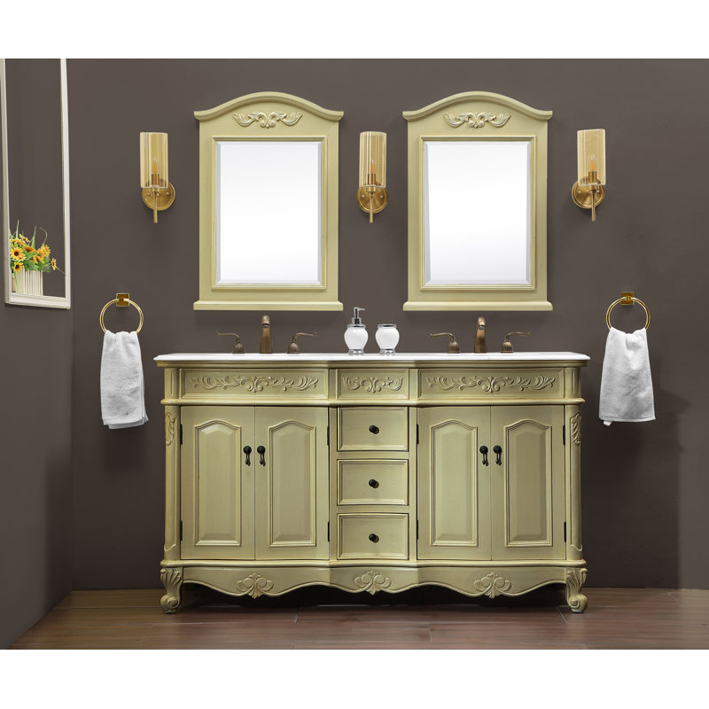 Ensemble de meuble-lavabo double 60 po Stepan, Ivoire antique