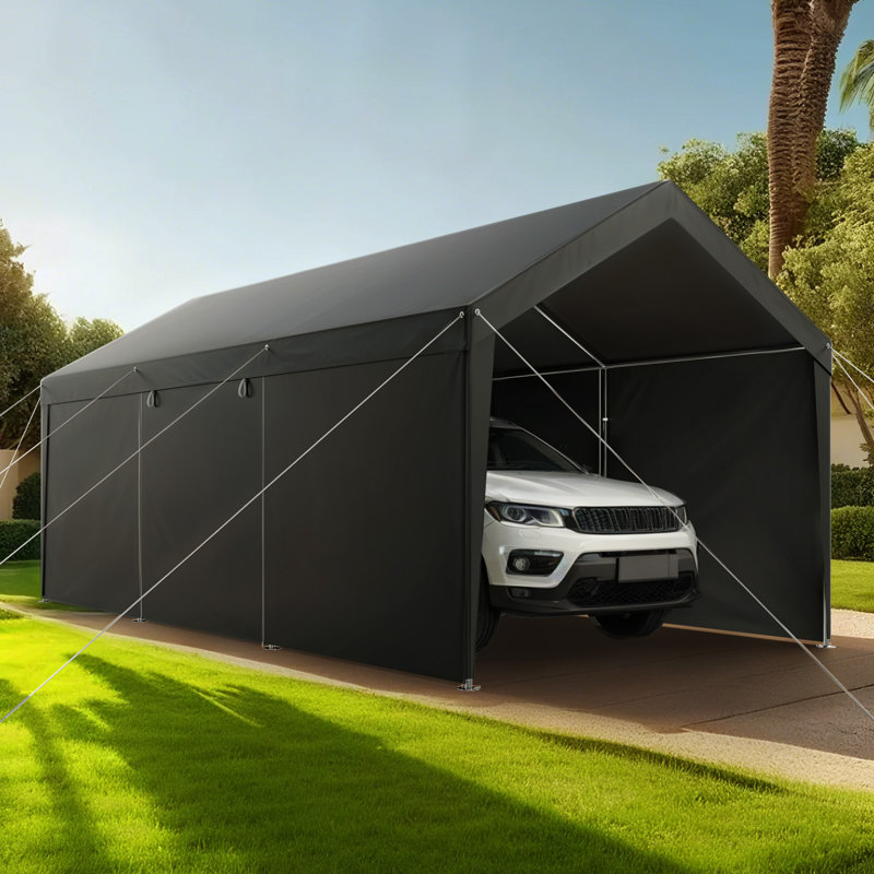 Carport Car Canopy 12x20FT Heavy Duty Outdoor Car Shelter with Sidewalls, Gray
