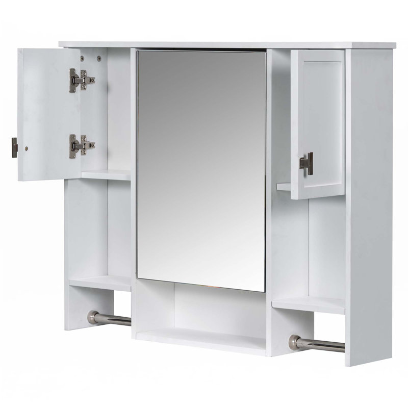 Armoire murale de salle de bain avec miroir, Blanc