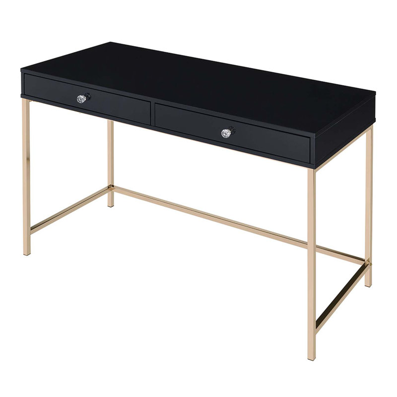 Bureau Ottey, noir brillant et finition dorée