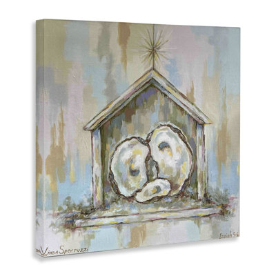 «A Child Is Born Oyster Nativité», art mural par Linda Sperruche