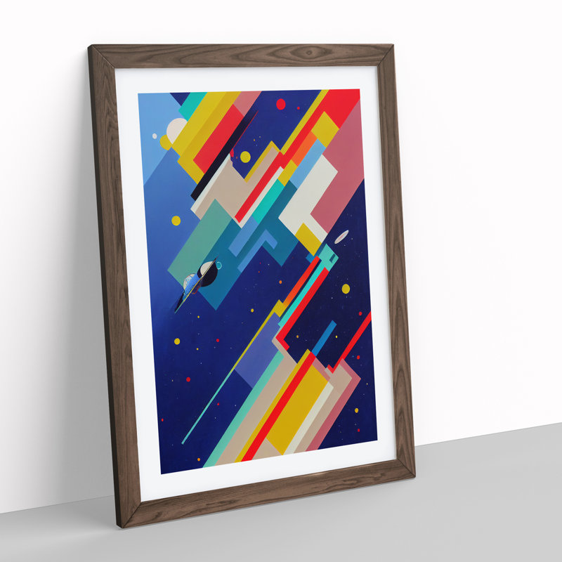 Abstract Spaceship Rocket No.1 - Single Picture Frame Print, 64cm H x 46cm W x 2cm D, Walnut