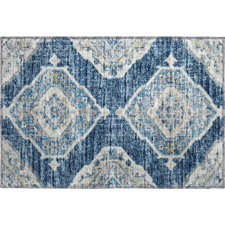 Premium Machine Washable Andreau AMF91 Blue Rug