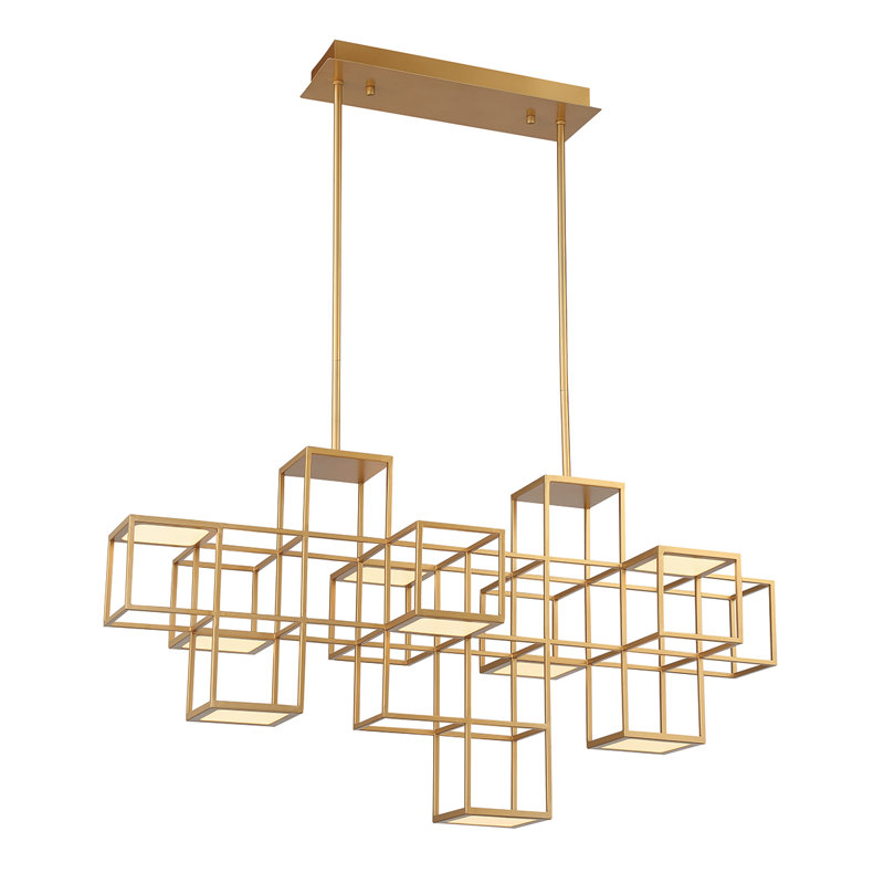 Lustre linéaire à 9 lumières DEL FERRO, Doré