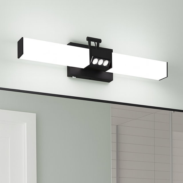 Barre d'éclairage de meuble-lavabo à DEL 3 lumières 23,6 po noir mat pour abat-jour carré à intensité variable 2CCT, Noir mat