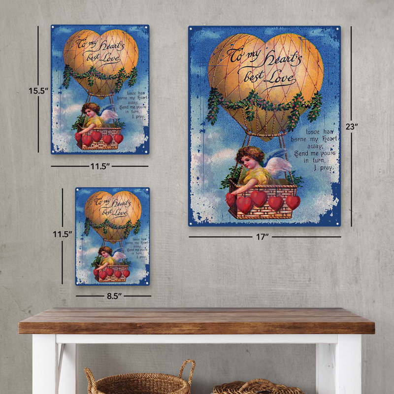 Plaque en métal rétro «Love», H 15,5 po x l 11,5 po x P 0,04 po