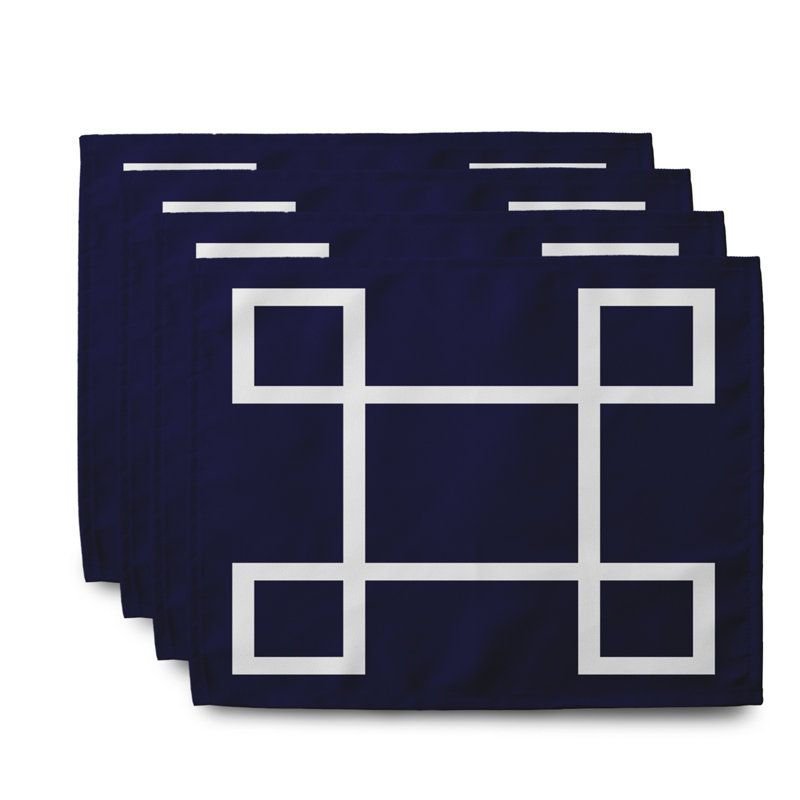 Daloni Polyester Geometric Rectangle Placemat, Navy