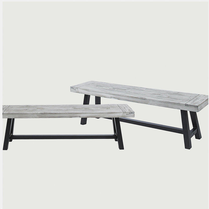 Bancs d'extérieur Carlisle, gris clair sablé + noir (ensemble de 2)