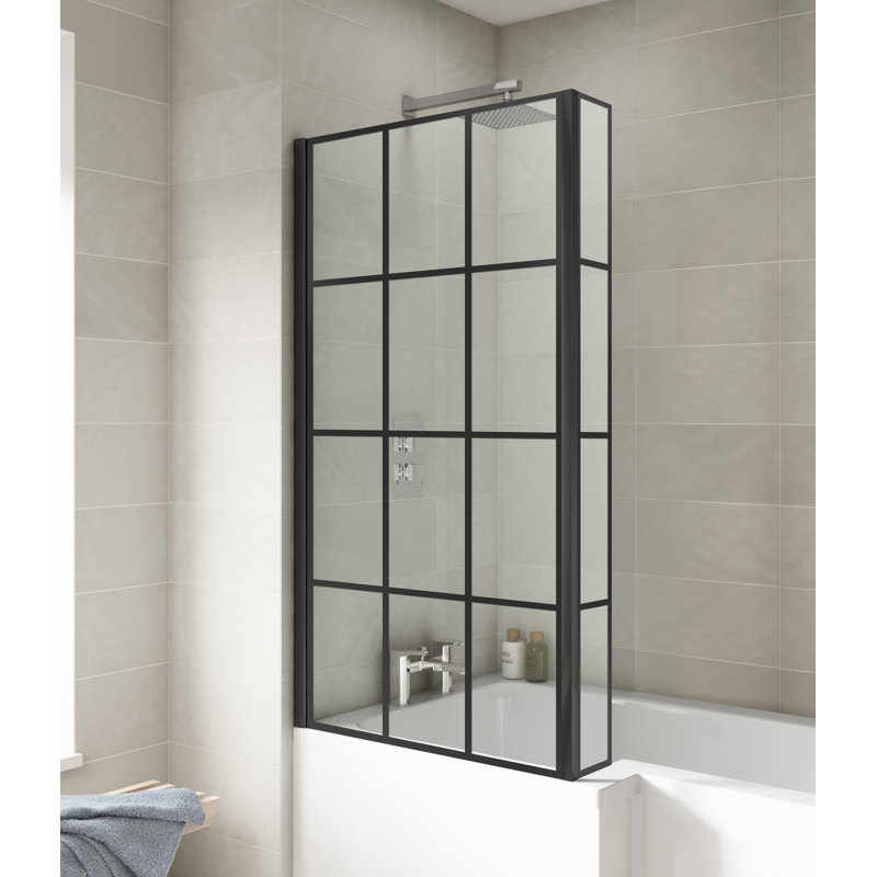 Pacific 808mm W x 1430mm H Pivot Semi-Frameless Bath Screen with Pattern Glass