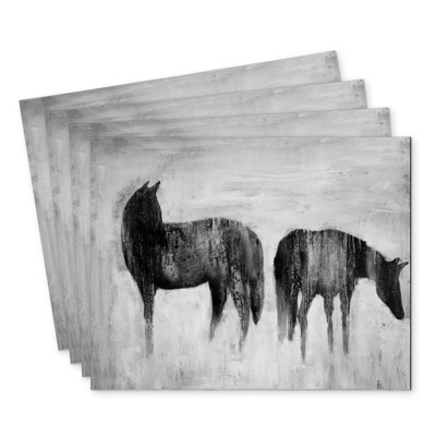 Horses Silhouettes in the Mist Polyester Masvingo Set of 4