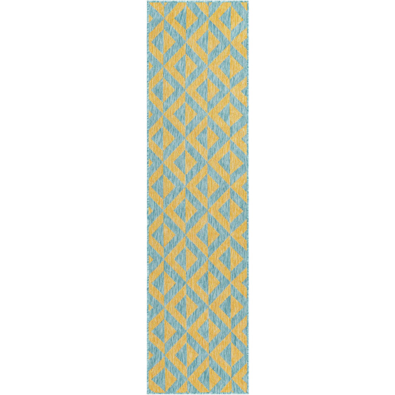 Outdoor Destiny Area Rug Mustard Color, Runner 2' x 8'