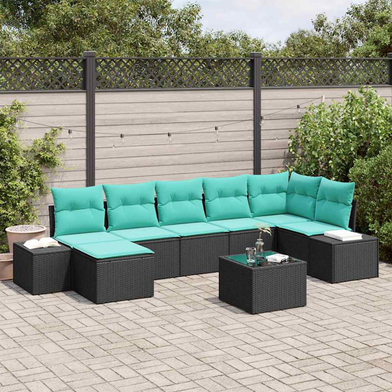 Ensemble de canapé de jardin avec coussin vidaXL 8 pièces vidaXL, Coussin bleu / cadre noir